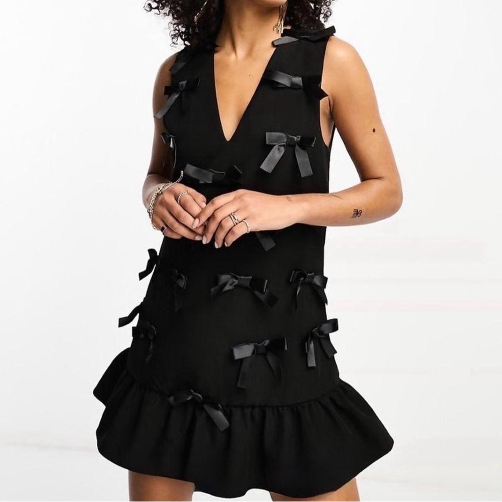 Sister Jane Black Mini Dress with Bow Details